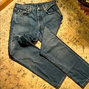 NWOT Levi's 501 Denim Blue Straight Jeans with Button Fly